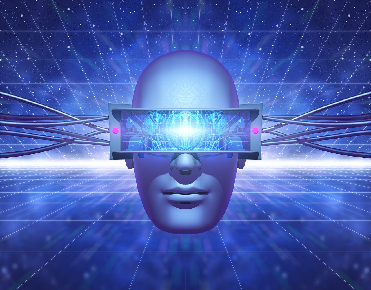 Gesicht mit futuristischer VR-Brille
